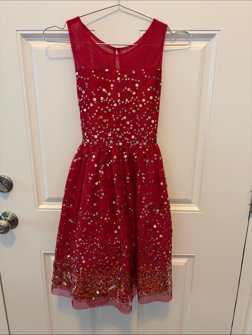 Rare Editions Red Sequin Tulle Party Dress